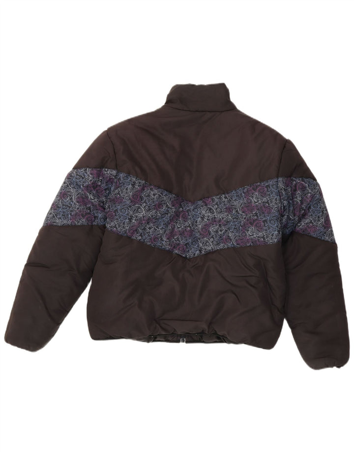 Fila Damen Loose Fit Wattierte Jacke UK 14 Mittelschwarzes Paisley-Polyester