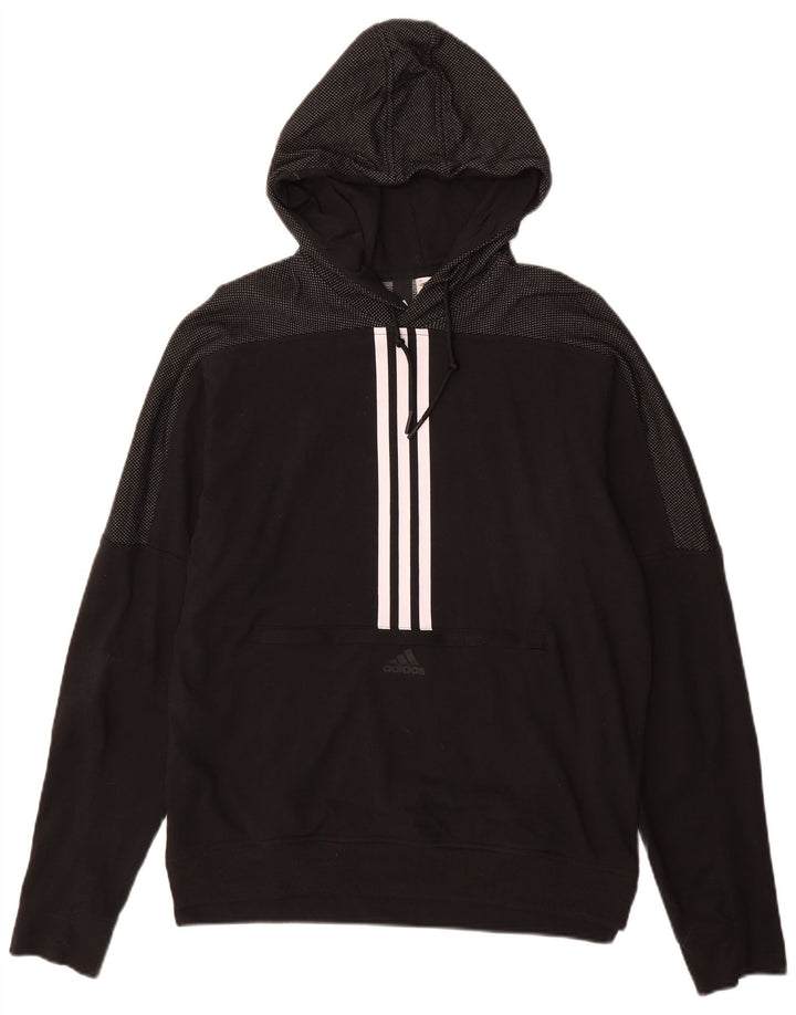 ADIDAS Mens Hoodie Jumper Medium Black Spotted Cotton