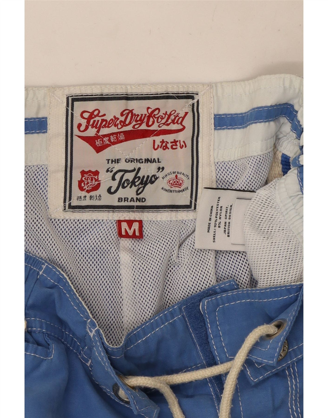 Superdry Herren-Badeshorts mit Grafik, mittelblau, Polyester