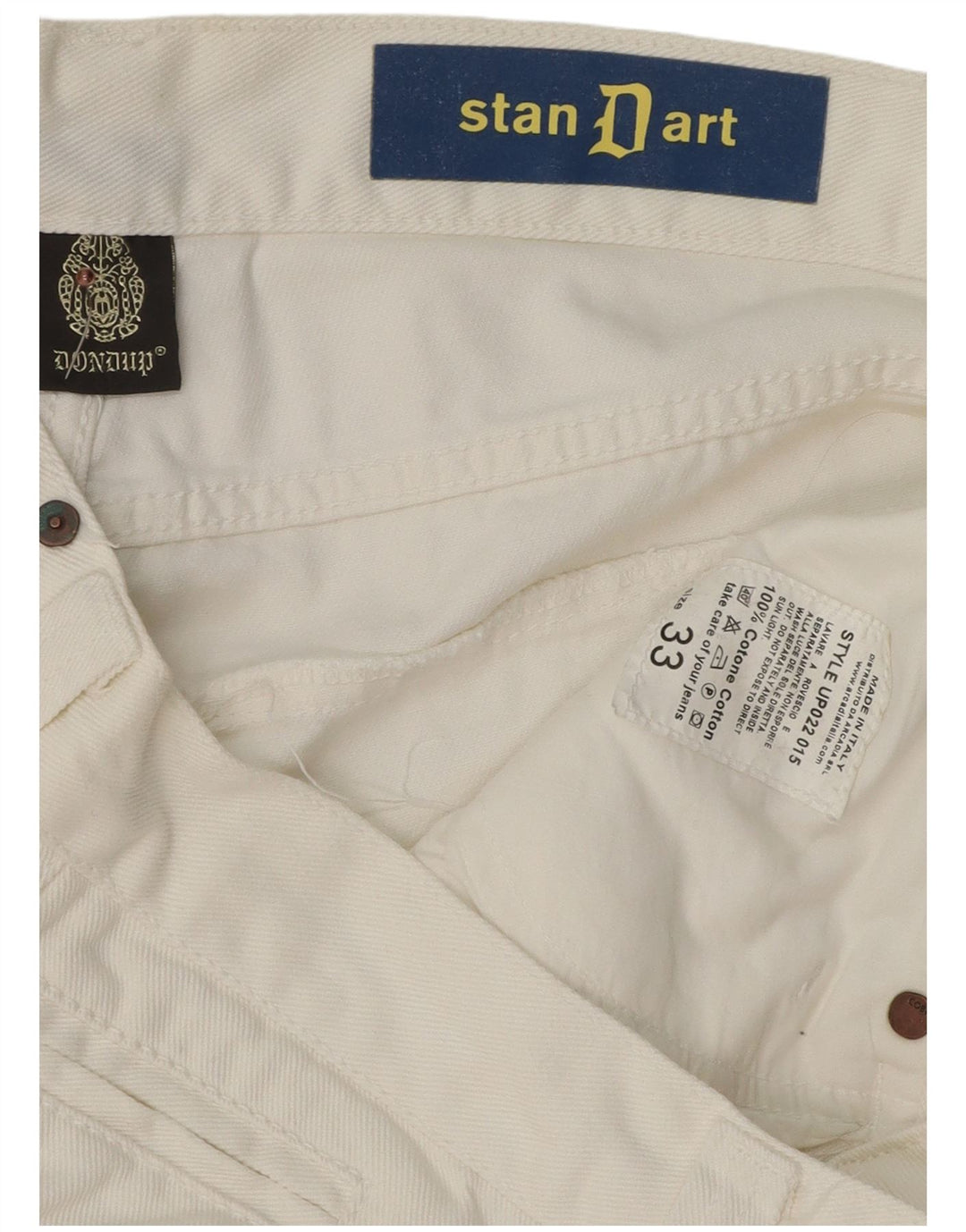 Dondup Herren Stan Dart Straight Jeans W33 L32 Weiße Baumwolle