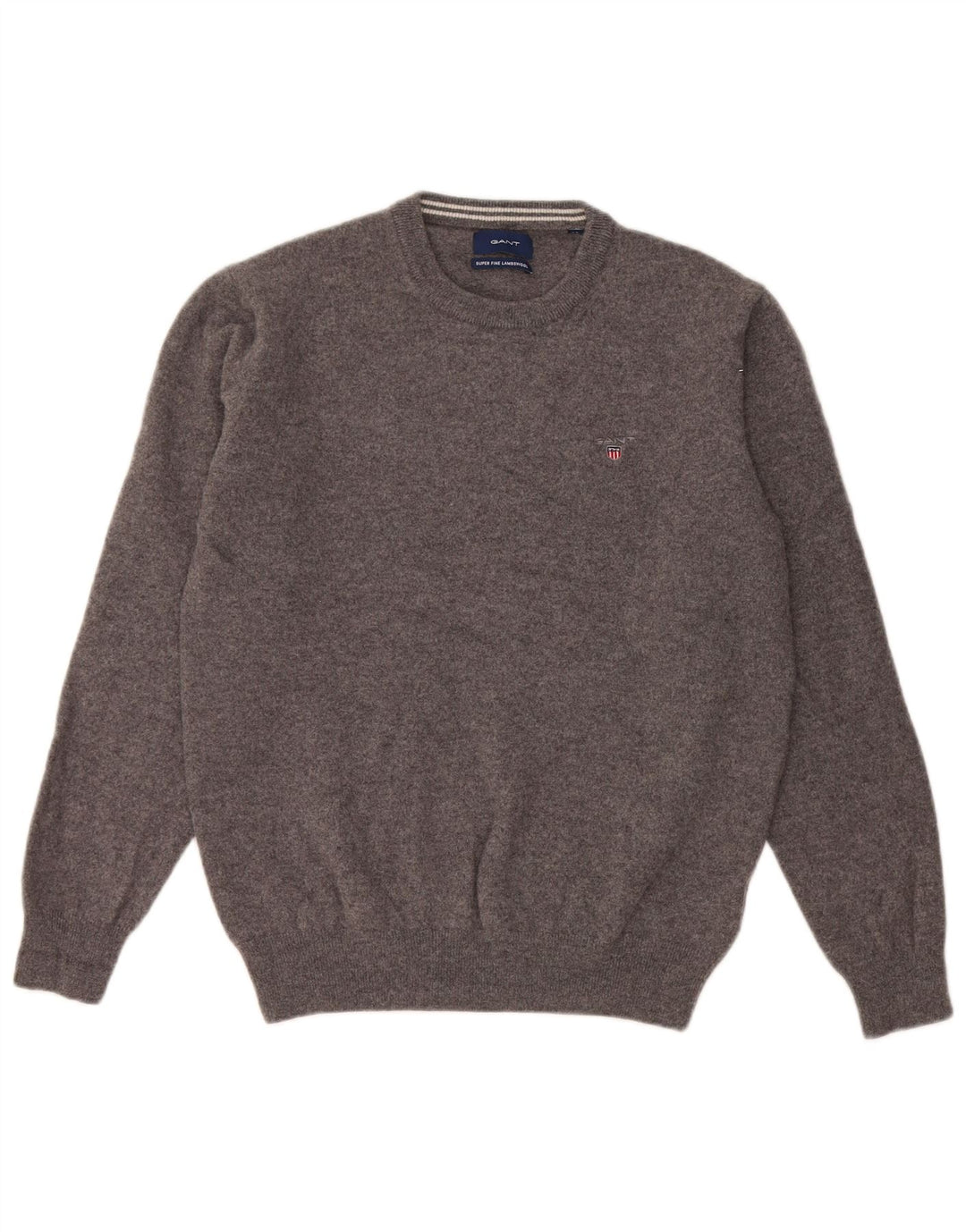 Gant Damen-Pullover mit Rundhalsausschnitt, UK 14, mittelgraue Wolle