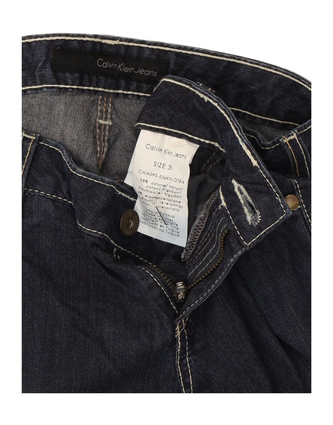 Calvin Klein Damen Jeansshorts W31 Medium Navy Blue Cotton