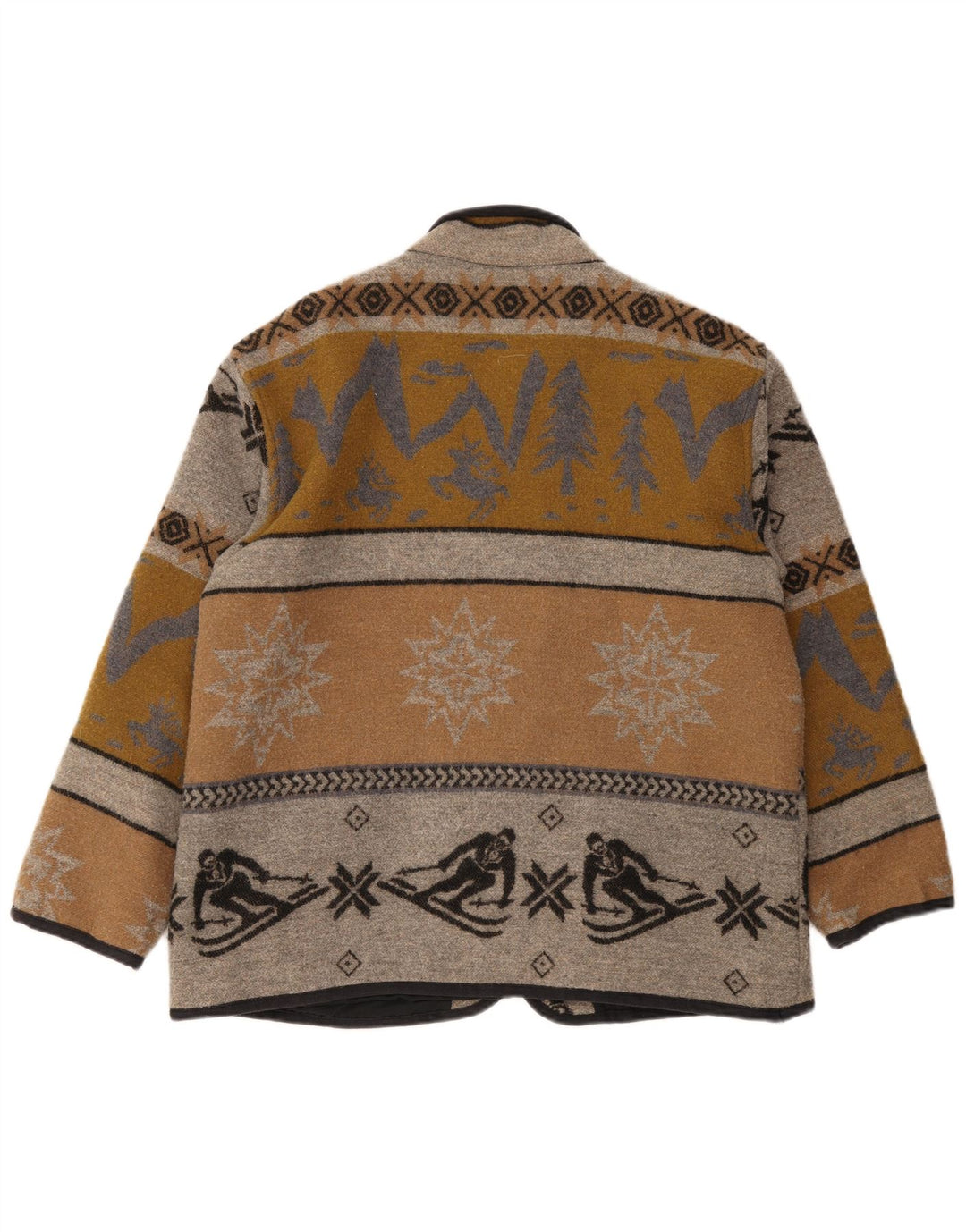 Vintage Herren-Jacke mit normaler Passform, UK 38, mittelbraune geometrische Wolle
