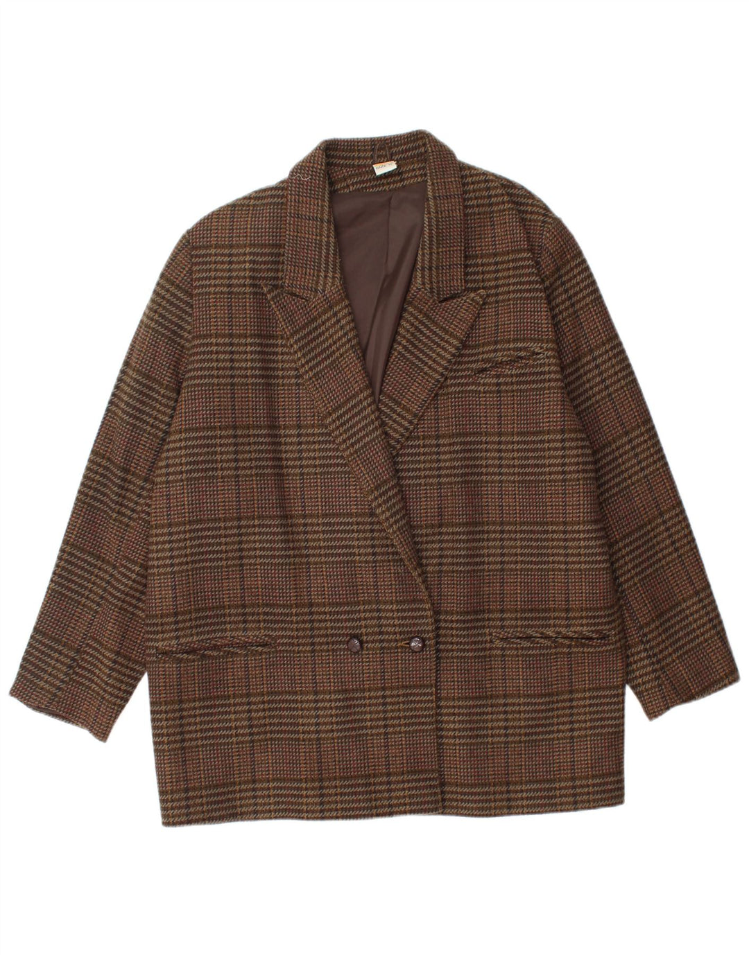 ETAM Damen-Zweireiher-Blazerjacke, US 16 2XL, braun kariertes Acryl