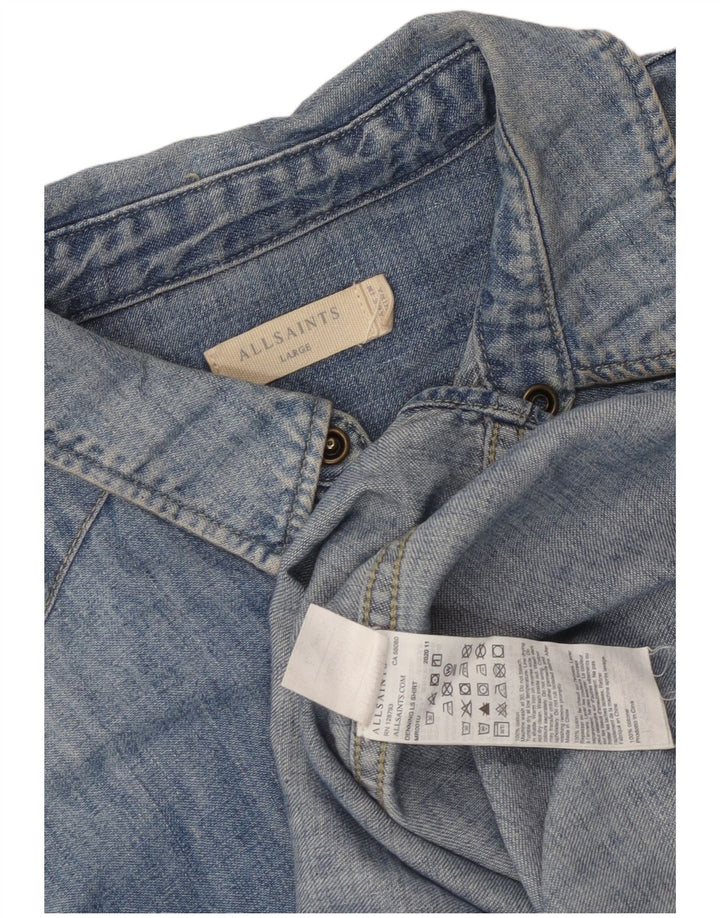 All Saints Herren-Jeanshemd, groß, aus blauer Baumwolle