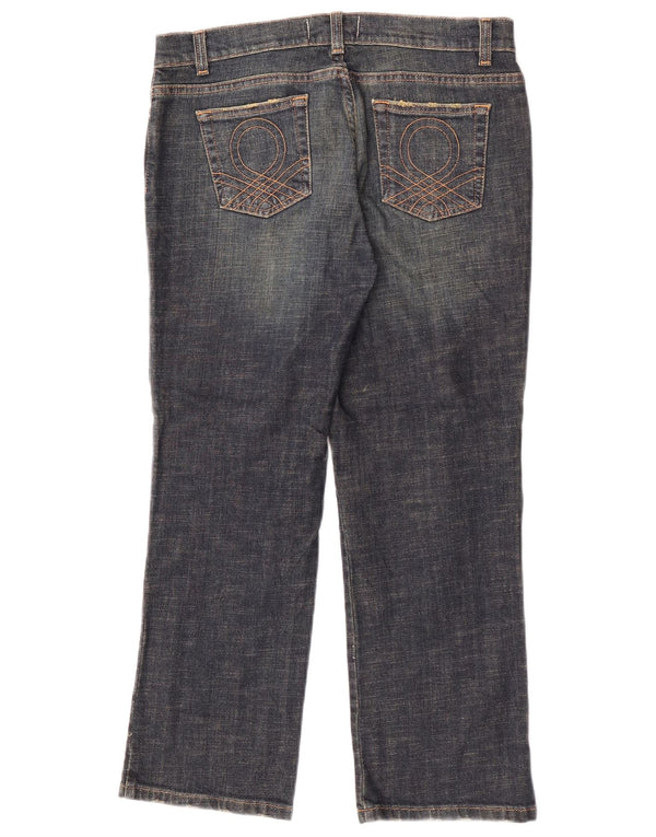 Benetton Damen-Cropped-Jeans IT 44 Medium W30 L25 Marineblaue Baumwolle