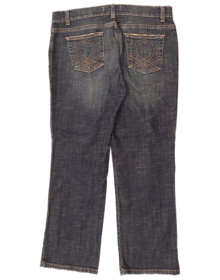 Benetton Damen-Cropped-Jeans IT 44 Medium W30 L25 Marineblaue Baumwolle