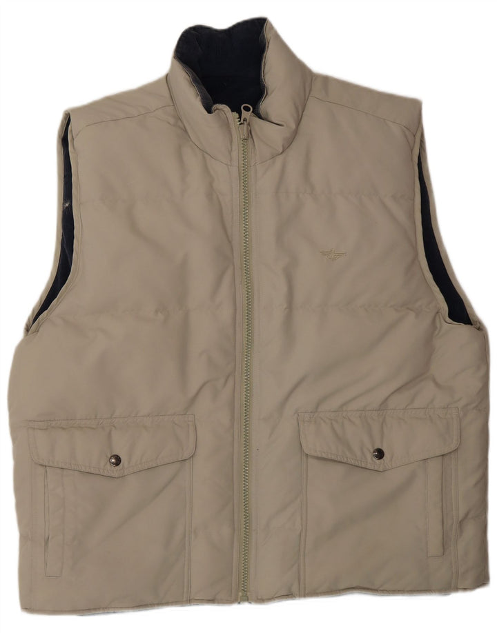Dockers Herren Reversible Wattierte Weste UK 44 2XL Beige Polyester