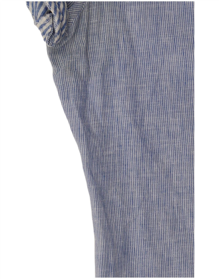 TOMMY HILFIGER Damen Kurzarm-Hemdbluse UK 6 XS Blau gestreiftes Leinen