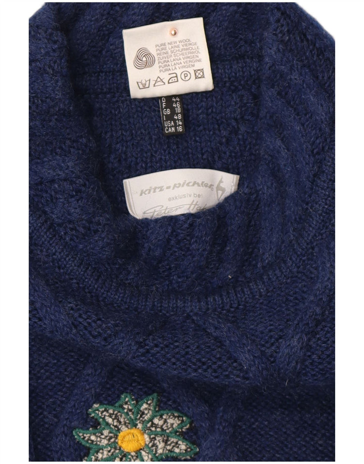 PETER HAHN Rollkragenpullover für Damen, UK 18, XL, Marineblau mit Blumenmuster