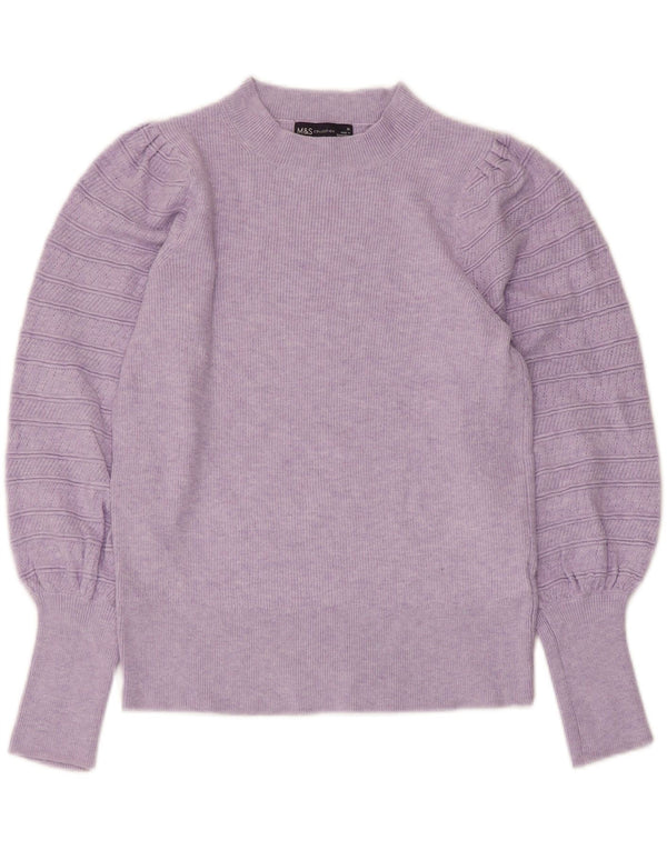 Marks & Spencer Damen-Pullover mit Rundhalsausschnitt, Gr. 10, Größe S, Lila, Viskose