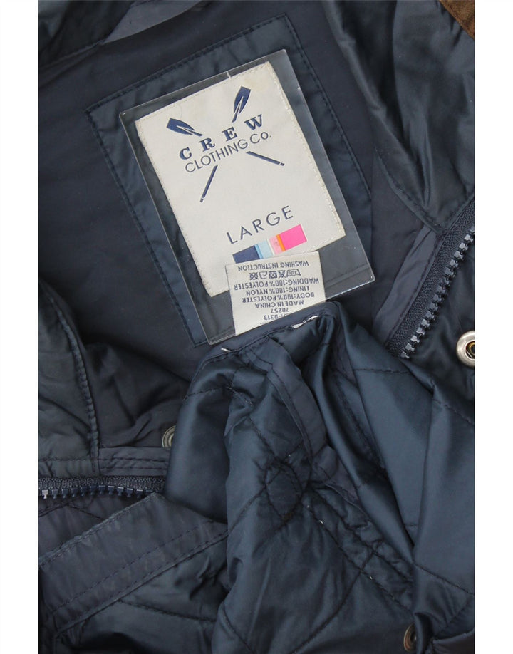 CREW CLOTHING Mens Quilted Jacket UK 40 Large Navy Blue Polyester Vintage Crew Clothing and Second-Hand Crew Clothing from Messina Hembry 