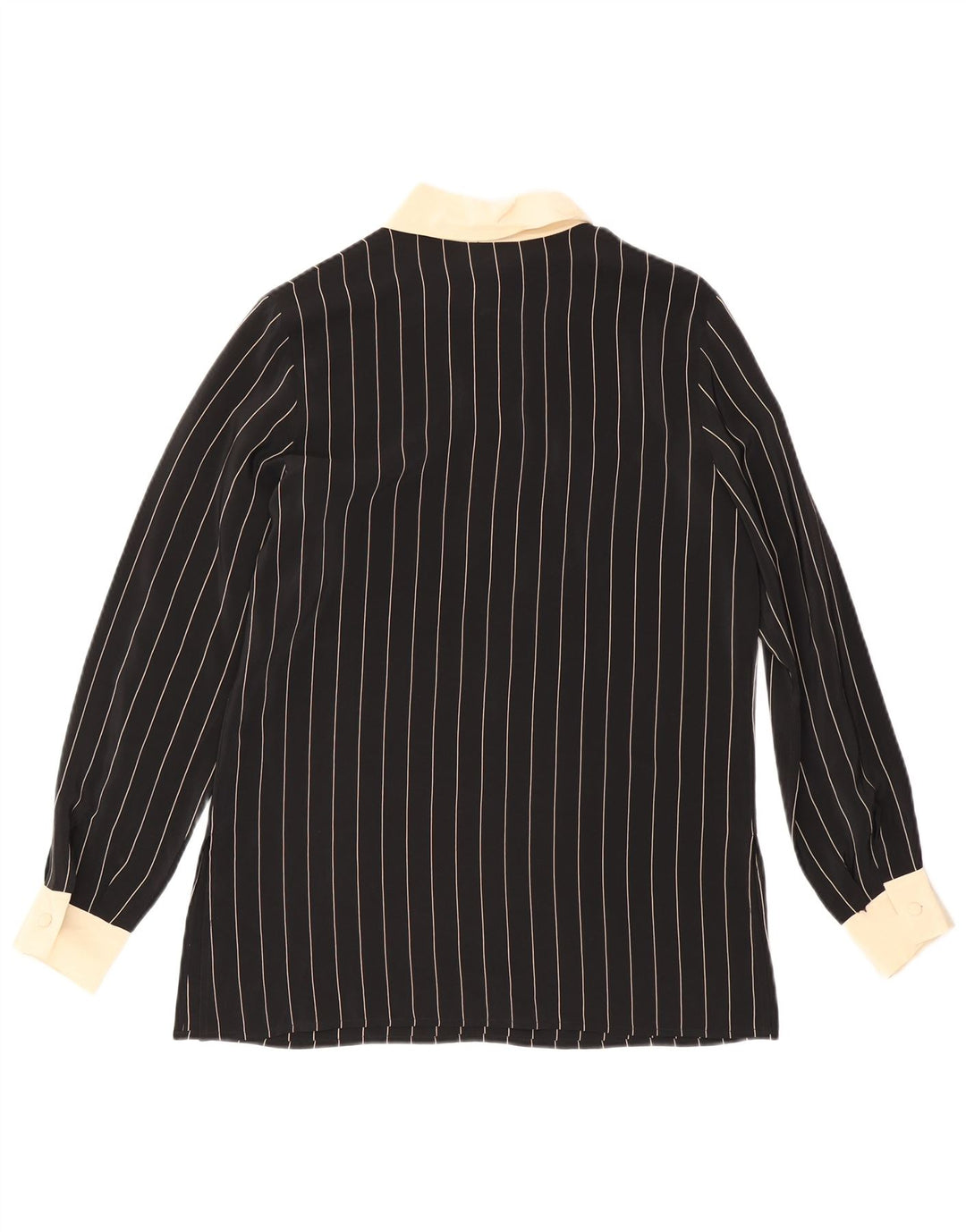 Gianfrediani Damen Pullover-Hemdbluse IT 42 Mittelschwarze Nadelstreifenseide