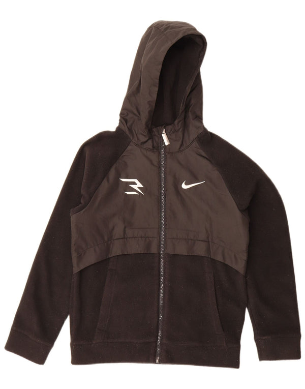 Nike Kapuzen-Fleecejacke für Jungen, 10–11 Jahre, mittelgroßes schwarzes Polyester
