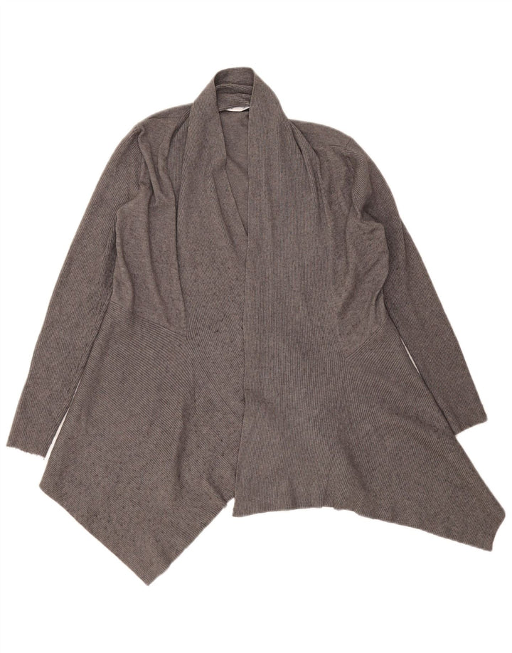 Asymmetrischer, offener Cardigan-Pullover von Zara für Damen, UK 12, mittelgraue Viskose