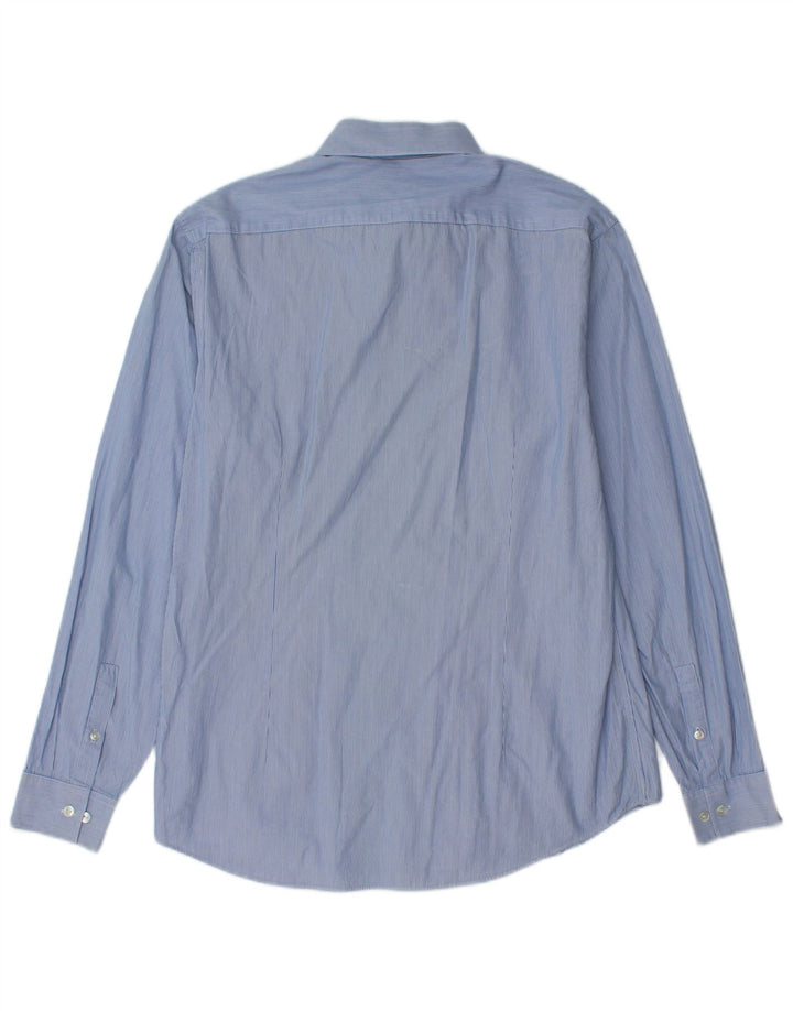 Calvin Klein Mens Tailliertes Hemd Größe 40 15 3/4 Mittelblauer Nadelstreifen