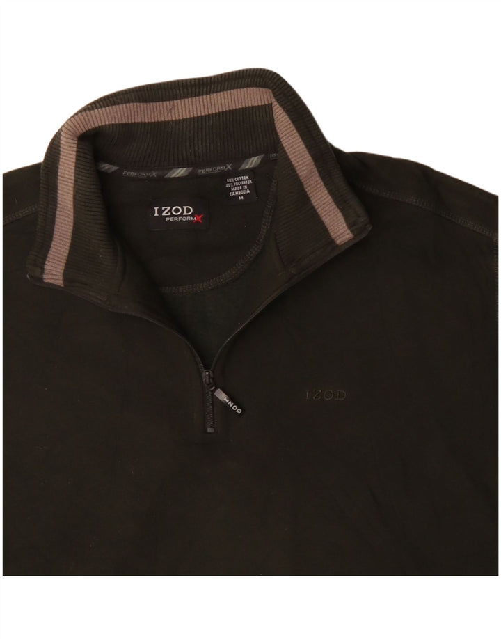 IZOD Herren-Sweatshirt mit Reißverschluss am Hals, mittlere Khaki-Baumwolle