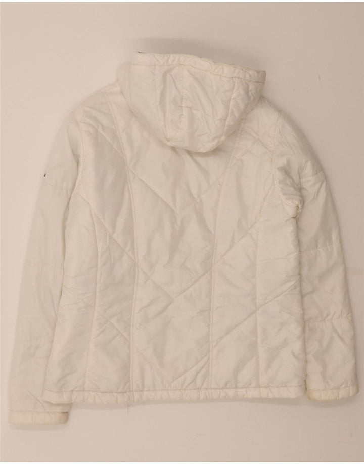 COLUMBIA Womens Hooded Padded Jacket UK 16 Large White Polyester Vintage Columbia and Second-Hand Columbia from Messina Hembry 