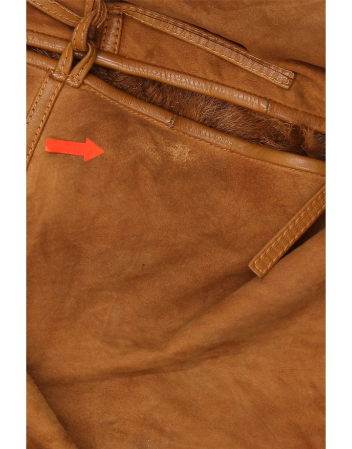Vintage Damen Übergroße Lammfelljacke IT 46 Großes braunes Leder