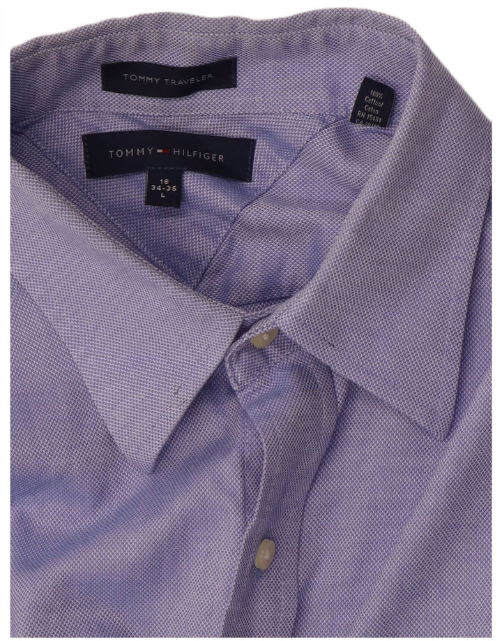 Tommy Hilfiger Herrenhemd, Größe 16, groß, blaue Baumwolle