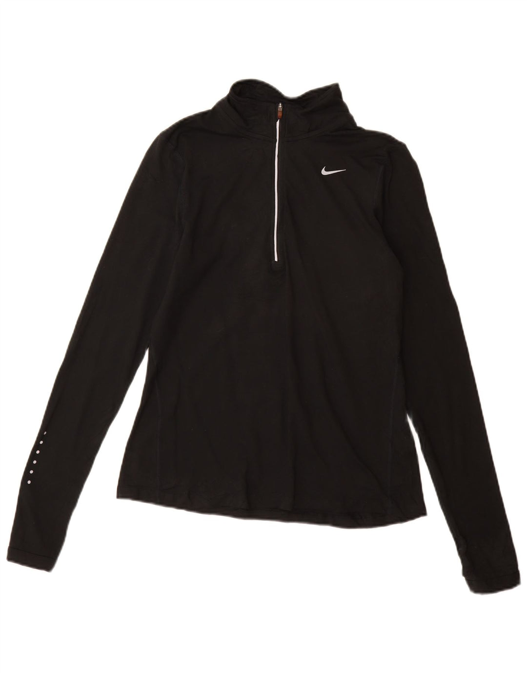 Nike Womens Dri Fit Zip Neck Pullover Trainingsanzug Top UK 10 Small Schwarz
