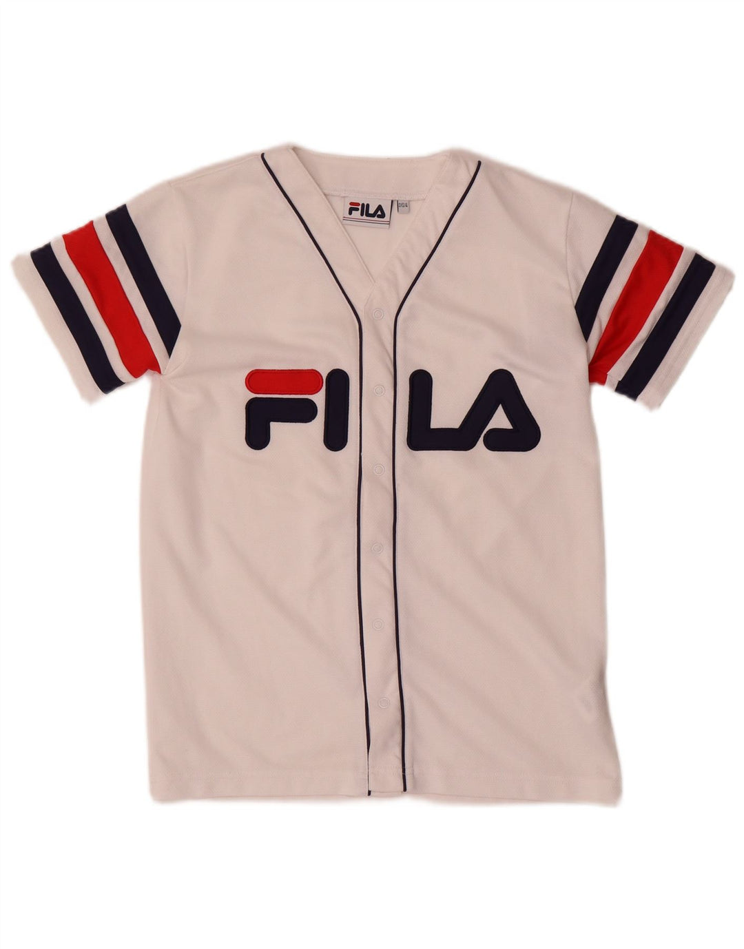 Fila Herren Grafik-Jersey-Oberteil 2XS, weißes Farbblock-Polyester
