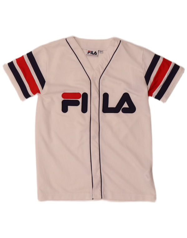 Fila Herren Grafik-Jersey-Oberteil 2XS, weißes Farbblock-Polyester