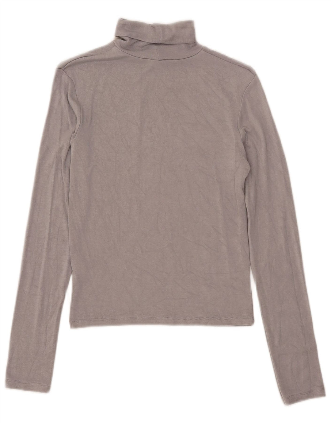 Zara Damen Crop Top Langarm UK 12 Mittelgraue Viskose