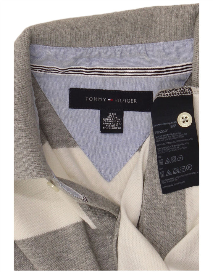 Tommy Hilfiger Herren-Poloshirt, klein, grau gestreift, Baumwolle