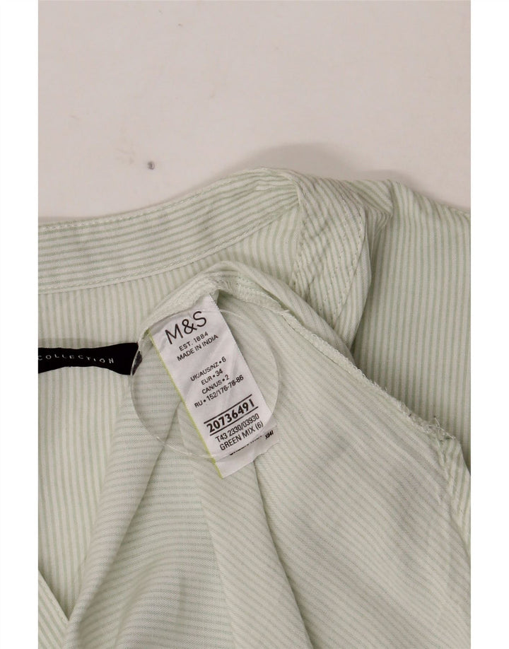 Marks & Spencer Damen Pullover-Hemd UK 6 XS Grüne Nadelstreifen-Viskose