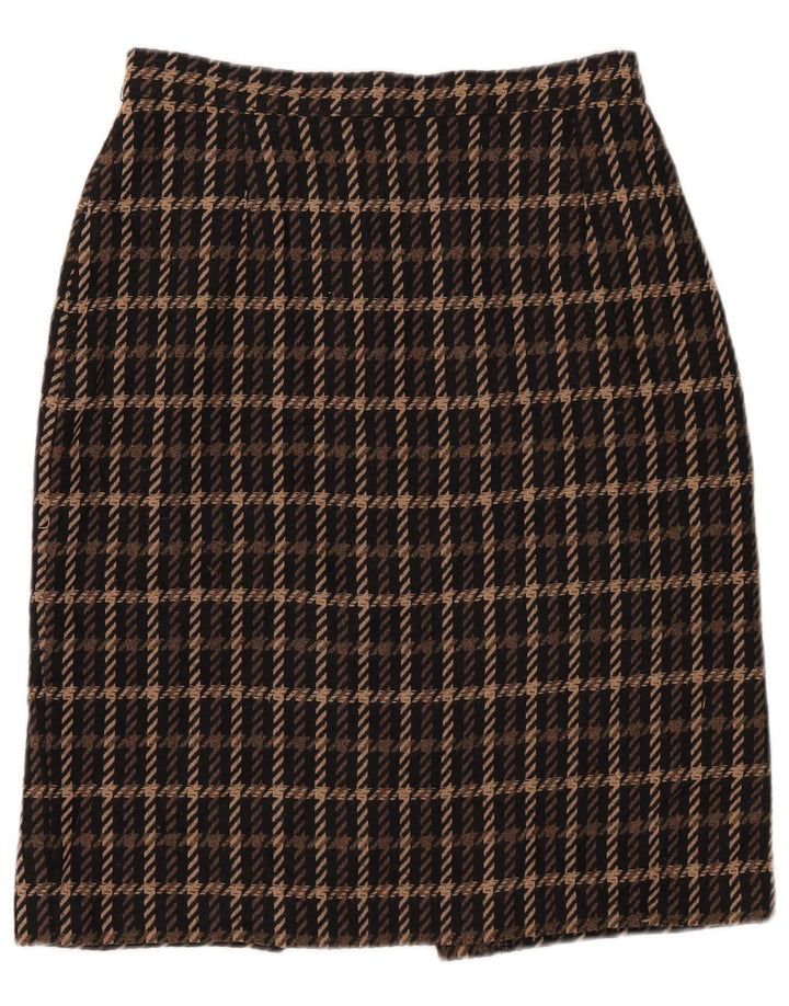 Marks & Spencer Damen Bleistiftrock UK 14 Medium W28 Braun kariertes Acryl