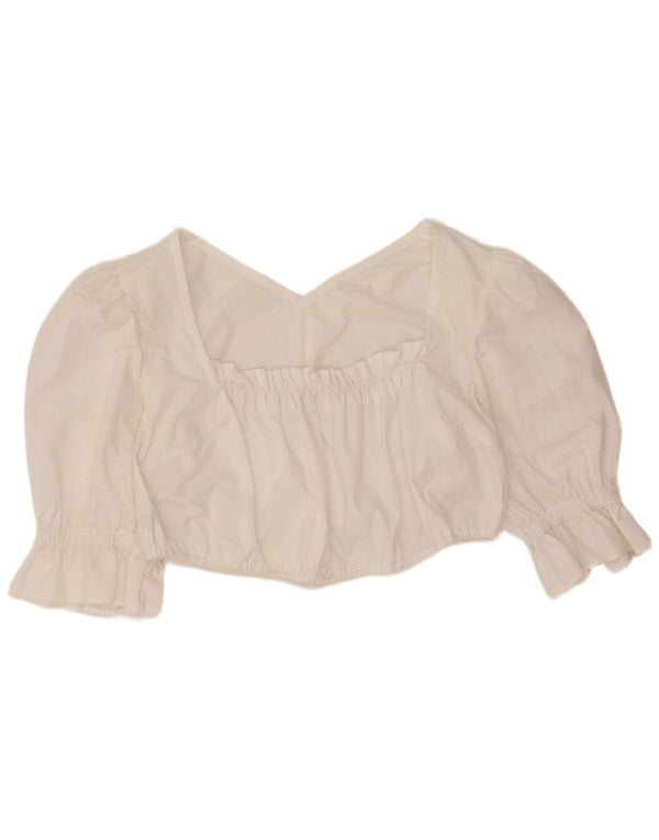Vintage Damen Crop Top UK 12 Mittelweiß
