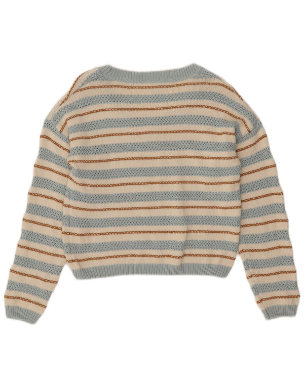 PEPE Jeans Damen Crop Pullover mit U-Boot-Ausschnitt, Gr. 6, XS, gebrochenes Weiß, gestreift