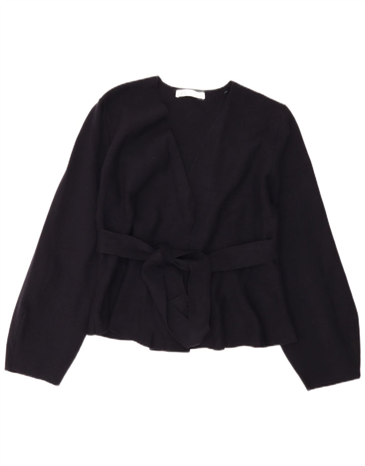 Zara Damen-Cardigan-Pullover UK 10 Small Marineblau Polyamid