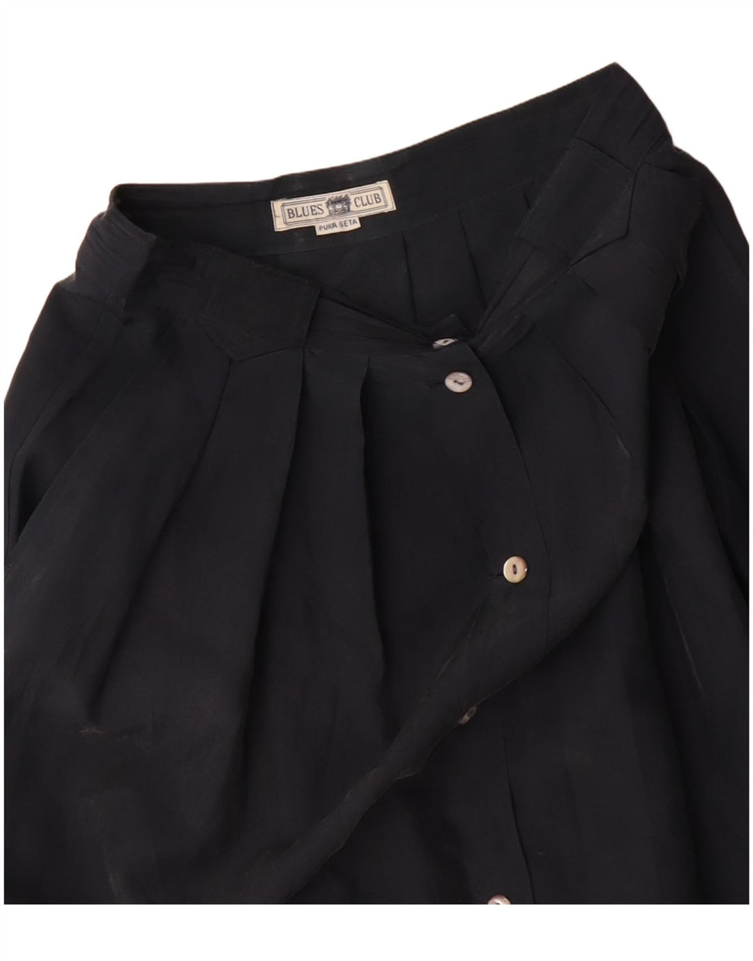 BLUES CLUB Damen-Rock in A-Linie mit hoher Taille, W26, Größe S, schwarze Seide