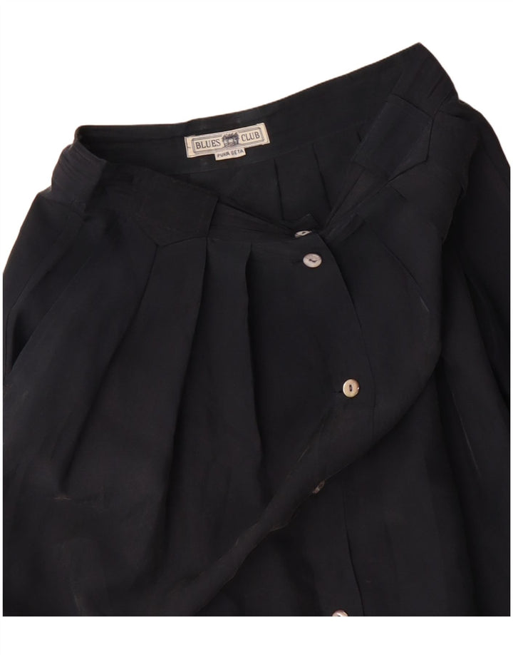 BLUES CLUB Damen-Rock in A-Linie mit hoher Taille, W26, Größe S, schwarze Seide