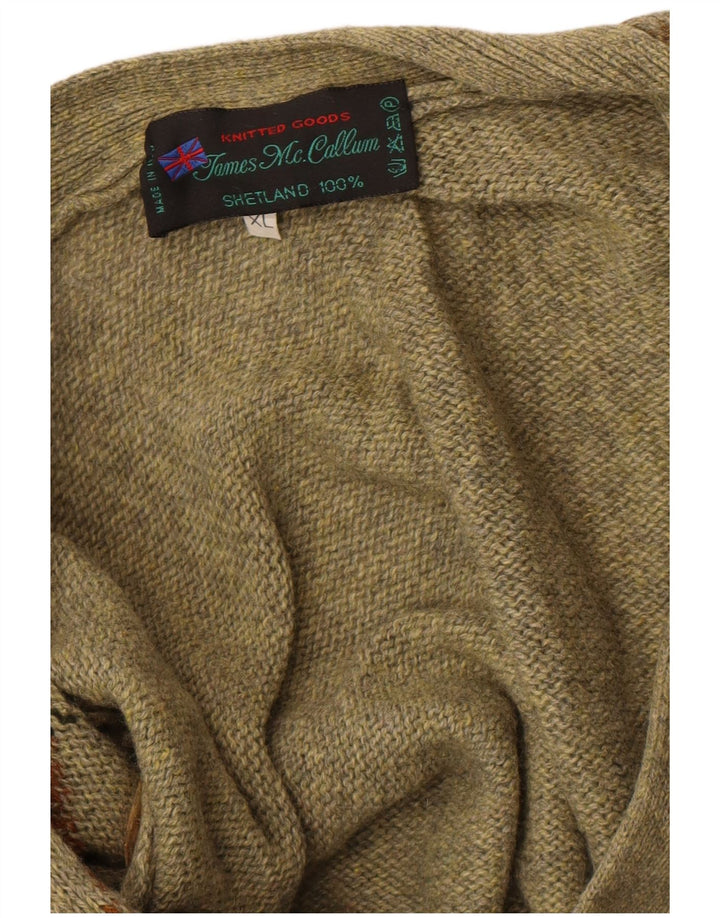 Vintage Herren Cardigan Pullover XL Khaki Argyle/Diamond Wool