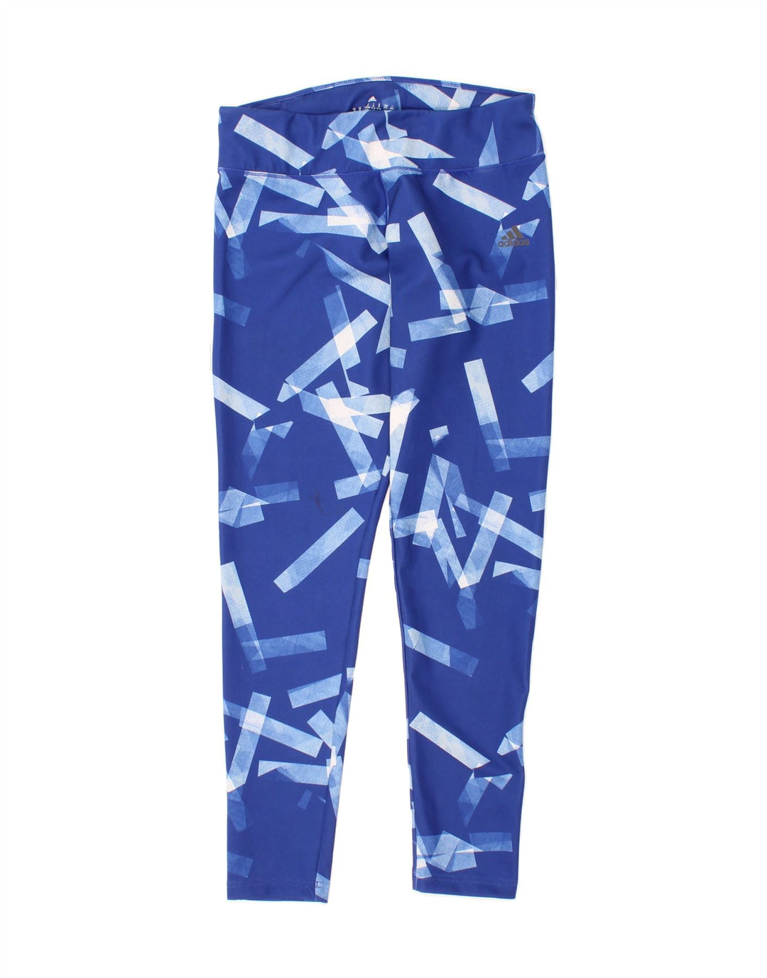 ADIDAS Womens Climalite Leggings UK 12/14 Medium  Blue Geometric Polyester Vintage Adidas and Second-Hand Adidas from Messina Hembry 