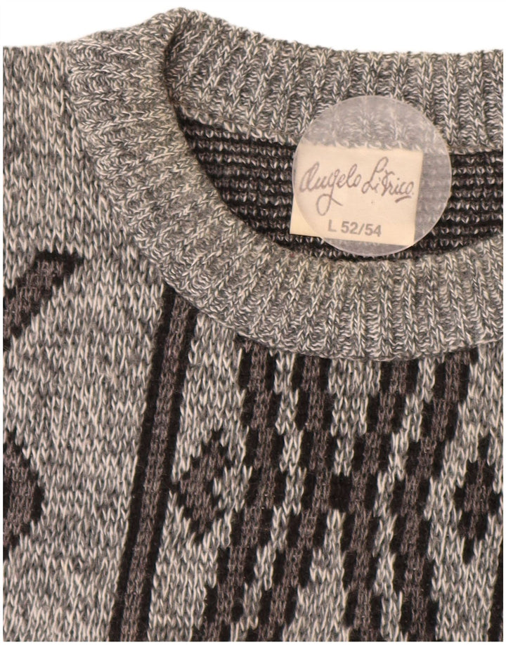 ANGELO LITRICO Herren-Pullover mit Rundhalsausschnitt, Gr. 52/54, groß, grau, geometrisch