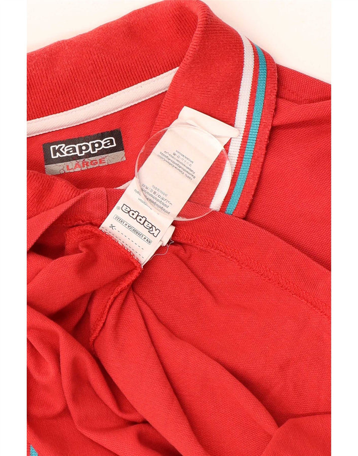 Kappa Herren-Poloshirt, groß, rot gestreift, Baumwolle