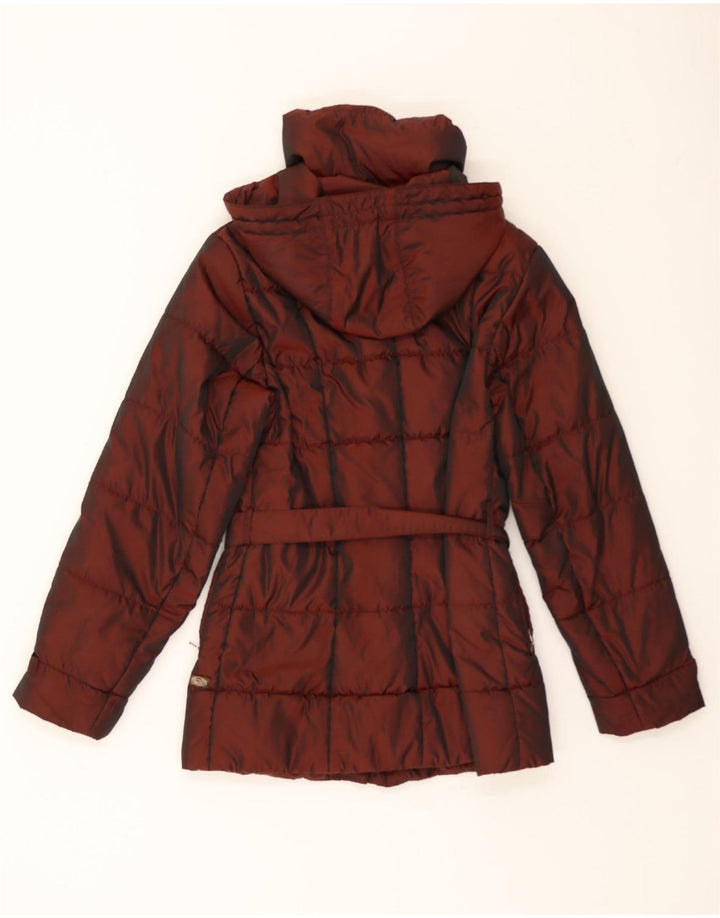 VINTAGE Womens Hooded Padded Jacket IT 44 Medium Maroon Vintage Vintage and Second-Hand Vintage from Messina Hembry 