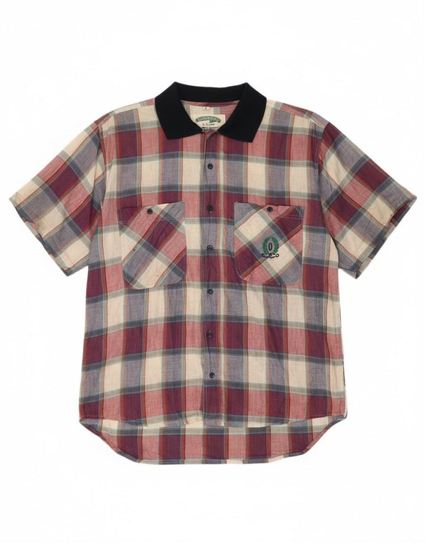 Vintage Herren-Kurzarmhemd, groß, mehrfarbig, kariert, Baumwolle