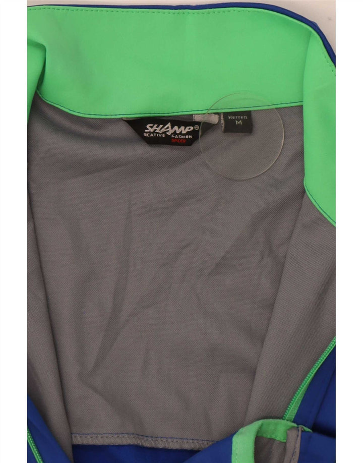 Shamp Herren-Trainingsanzug-Top-Jacke, Mittelblau, Farbblock