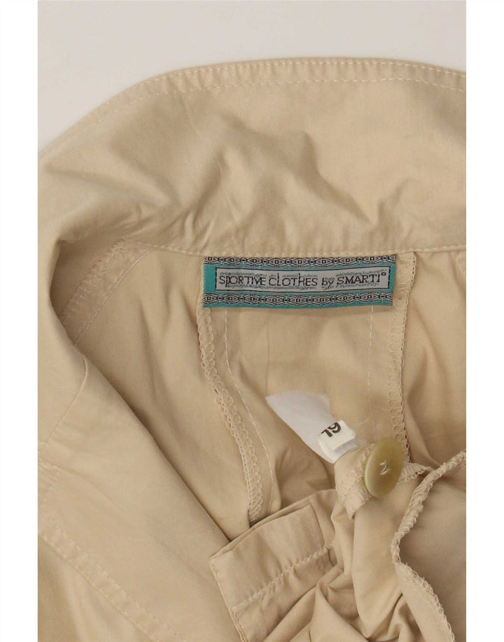 Vintage Damen Kurzarm-Pullover-Hemdkleid UK 14 Medium Beige