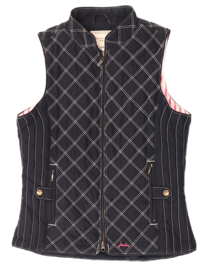 Joules Damen Wattierte Weste UK 10 Small Marineblaues Argyle/Diamant-Polyester