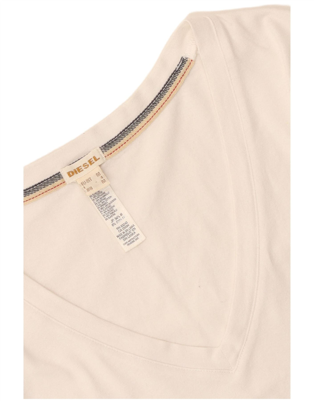 Diesel Damen T-Shirt Top UK 12 Mittelweiße Baumwolle