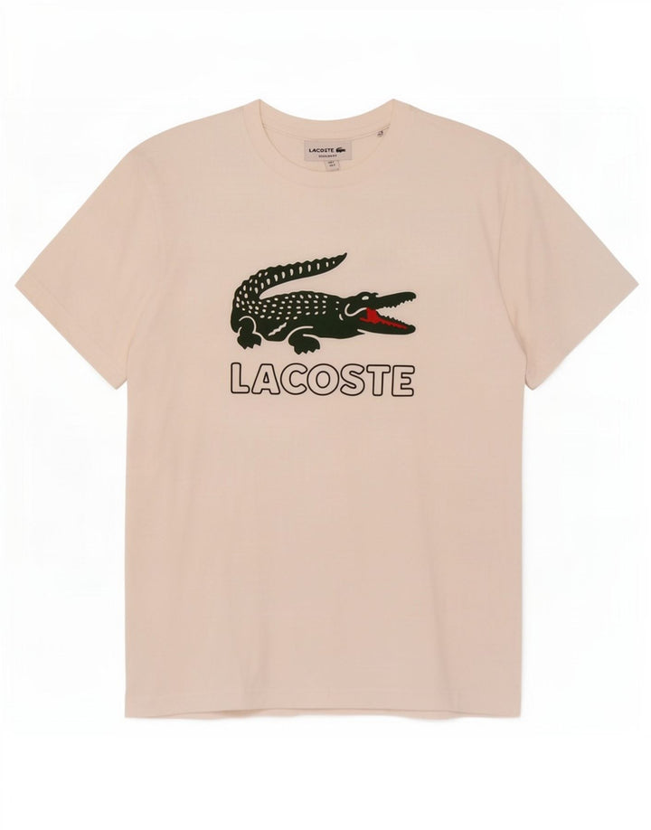 Lacoste Herren-T-Shirt mit normaler Passform, Grafik, Größe 3, klein, Weiß