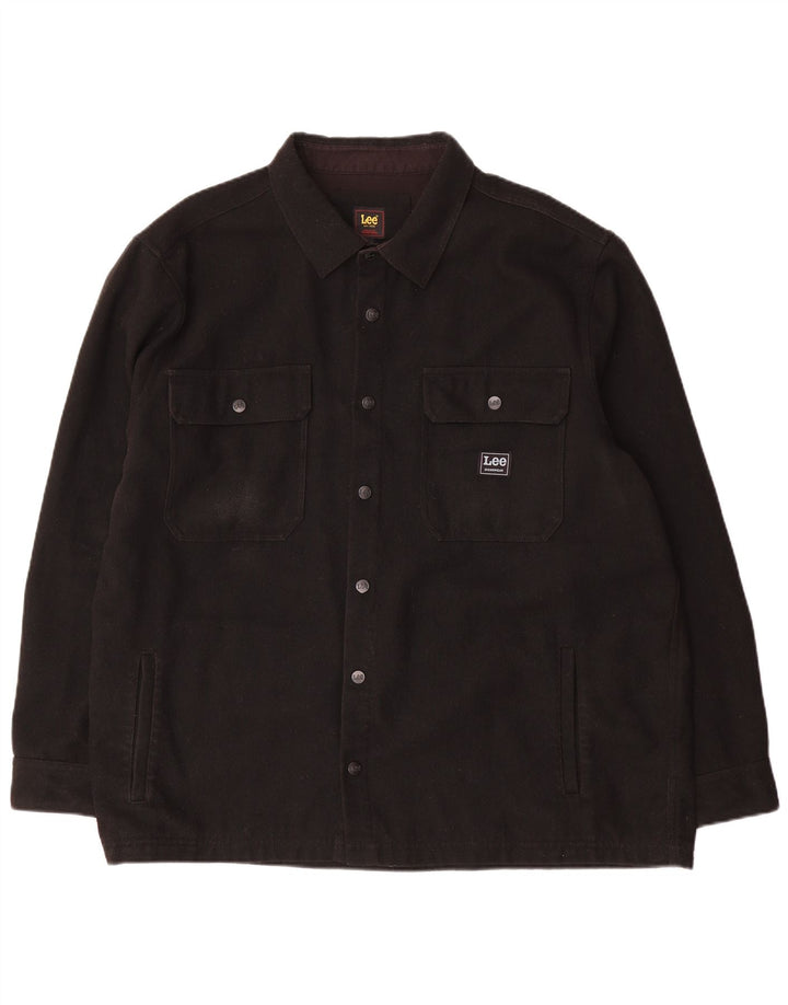 Lee Herren Overshirt Flanellhemd 2XL Schwarze Wolle