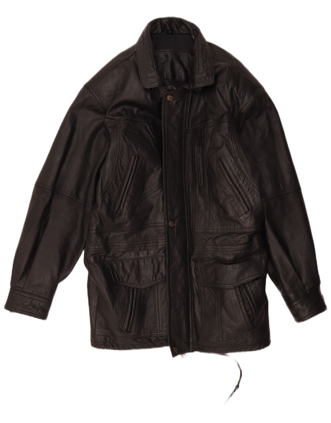 Vintage Herren Ledermantel UK 38 Mittelschwarzes Leder