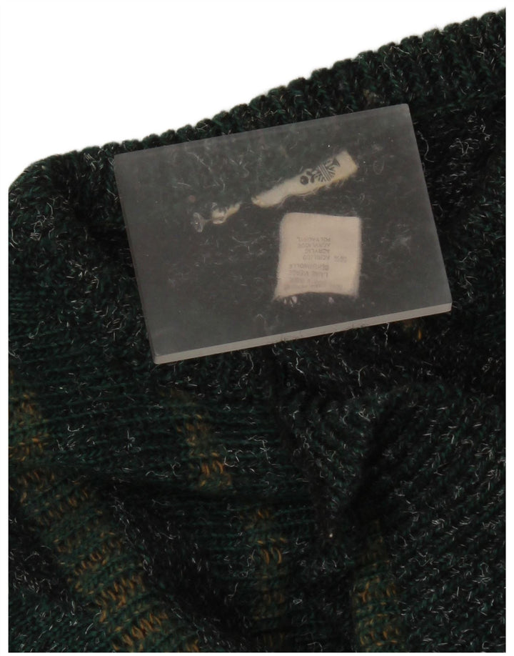 Vintage Herren Pullover mit Rundhalsausschnitt IT 50 Mittelgrün gestreift